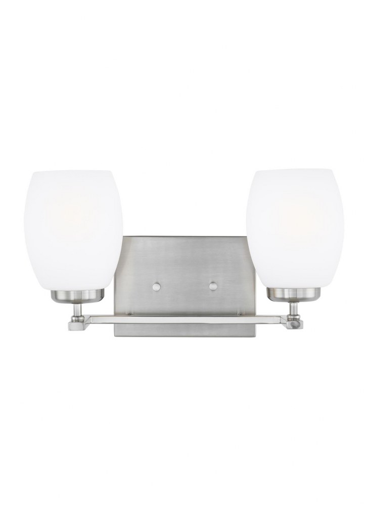 Sea Gull Lighting-4418502-962-Catlin - 2 Light Bath Vanity Brushed Nickel Incandescent Chrome Finish with Etched/White Glass