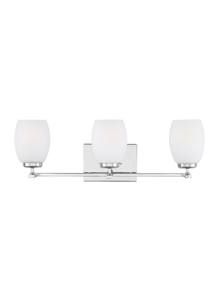 Sea Gull Lighting-4418503-05-Catlin - 3 Light Bath Vanity Chrome Incandescent Chrome Finish with Etched/White Glass