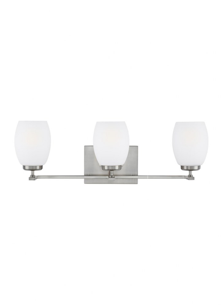 Sea Gull Lighting-4418503-962-Catlin - 3 Light Bath Vanity Brushed Nickel Incandescent Chrome Finish with Etched/White Glass