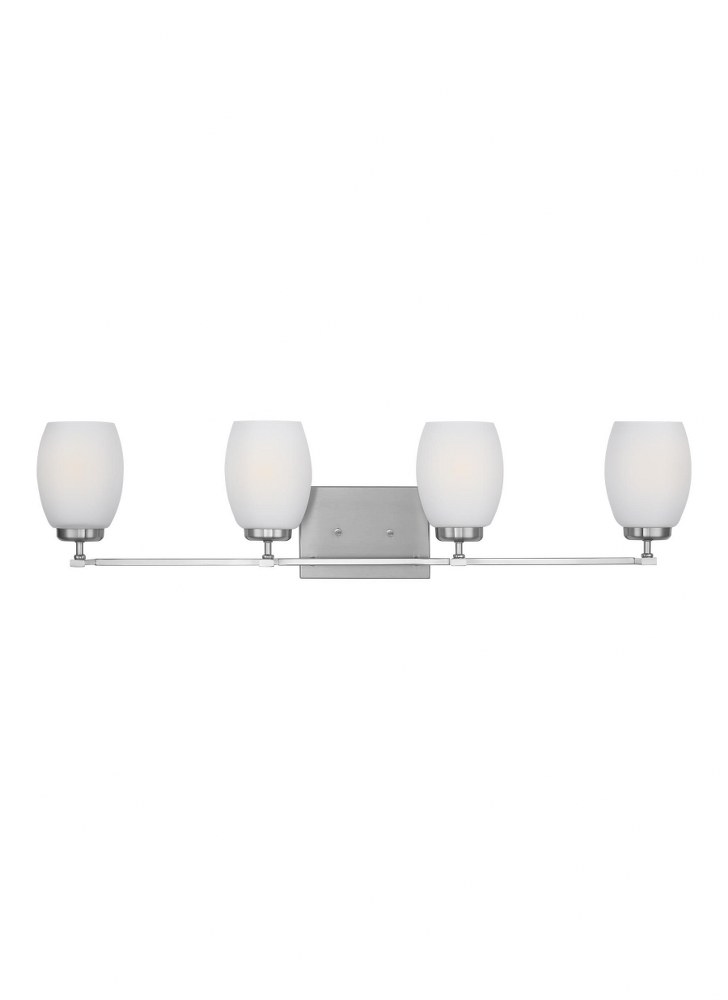 Sea Gull Lighting-4418504EN3-962-Catlin - 4 Light Bath Vanity Brushed Nickel LED Chrome Finish with Etched/White Glass