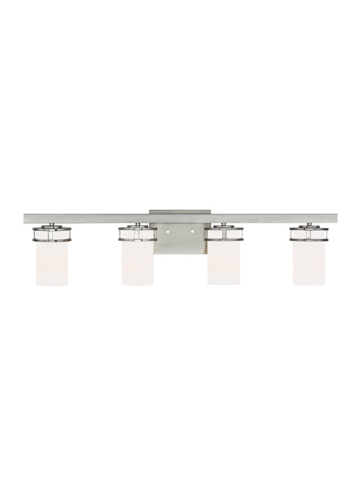 Sea Gull Lighting-4421604EN3-962-Robie - 4 Light Bath Vanity Brushed Nickel LED Chrome Finish with Etched/White Glass