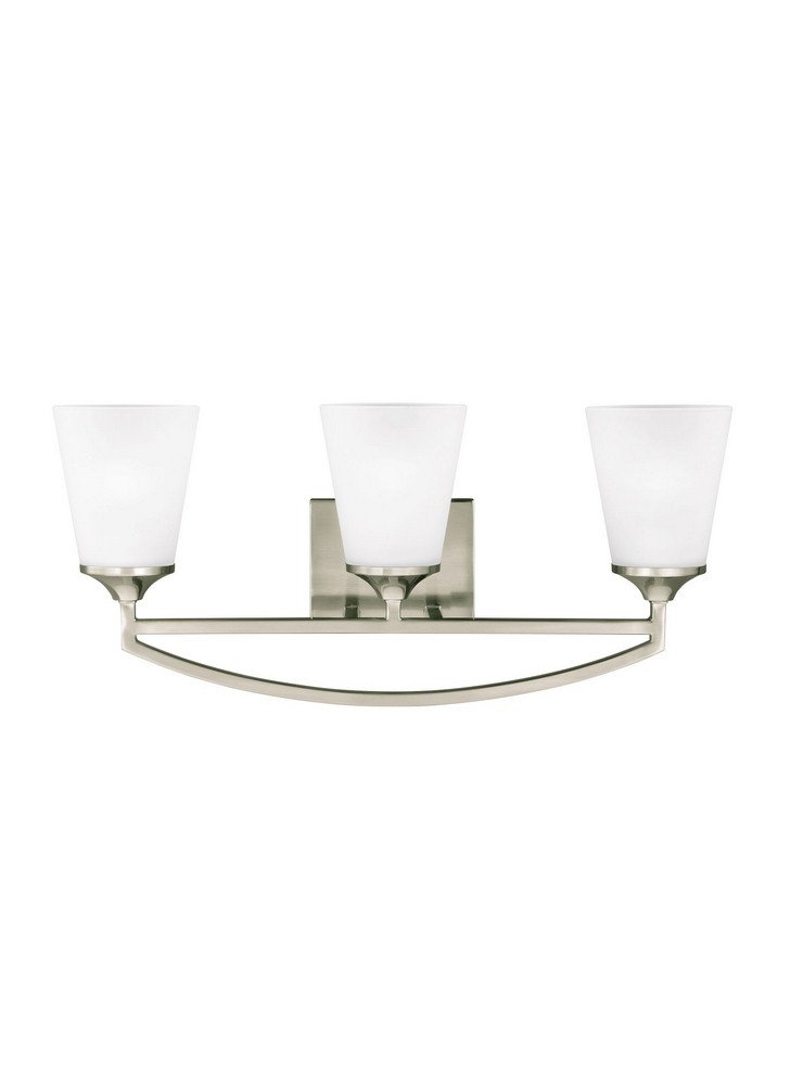 Sea Gull Lighting-4424503-962-Hanford - Three Light Bath Vanity Brushed Nickel Incandescent Brushed Nickel Finish with Satin Etched Glass