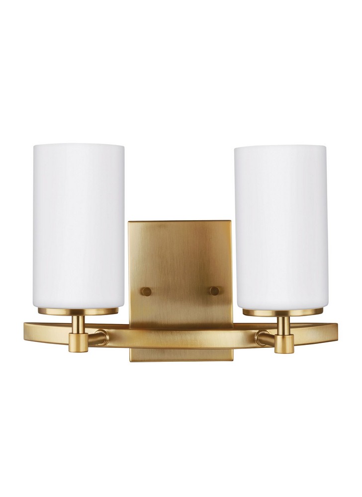 Sea Gull Lighting-4424602-848-Alturas 2-Light Bath Vanity in Transitional Style Satin Brass Incandescent Brushed Nickel Finish with Etched/White Glass