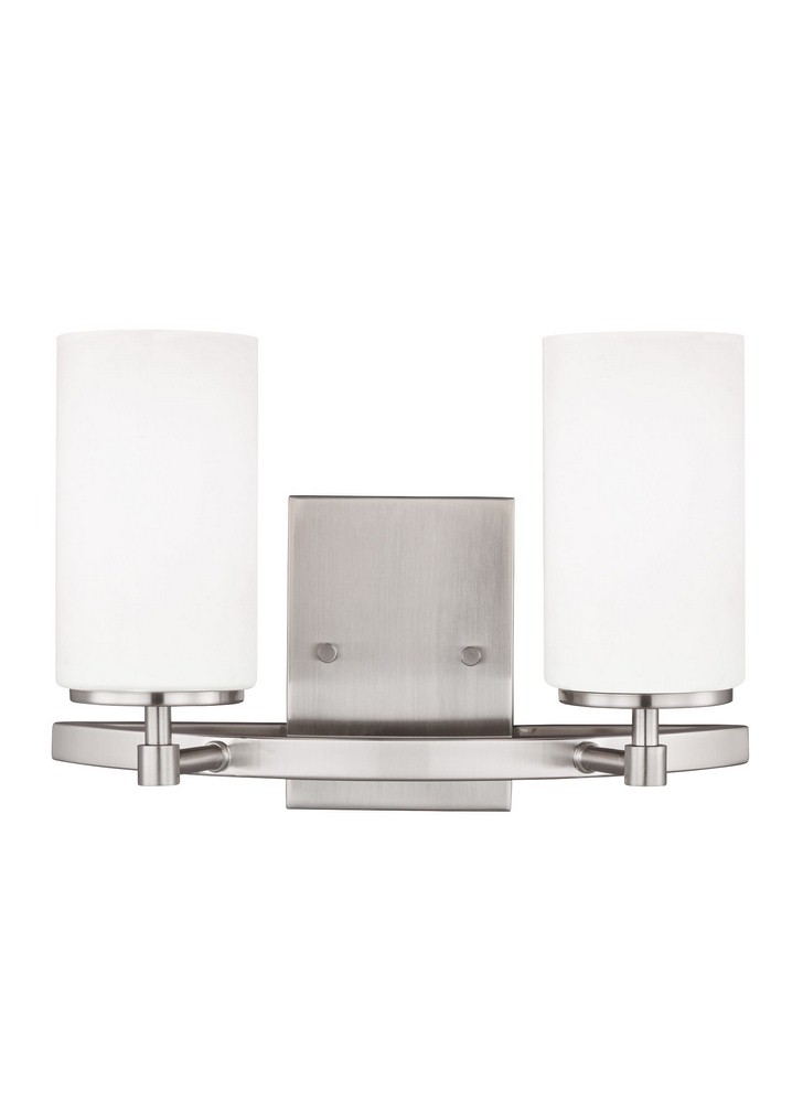 Sea Gull Lighting-4424602-962-Alturas 2-Light Bath Vanity in Transitional Style Brushed Nickel Incandescent Brushed Nickel Finish with Etched/White Glass