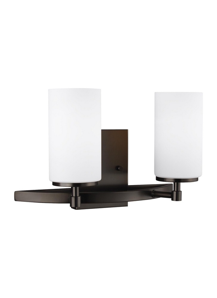 Sea Gull Lighting-4424602EN3-778-Alturas 2-Light Bath Vanity in Transitional Style Brushed Oil Rubbed Bronze LED Brushed Nickel Finish with Etched/White Glass