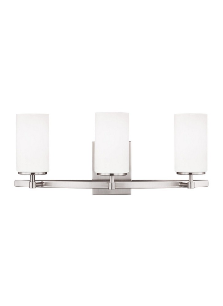 Sea Gull Lighting-4424603-962-Alturas 3-Light Bath Vanity in Transitional Style Medium Base: 100W  Brushed Nickel Finish with Etched/White Glass