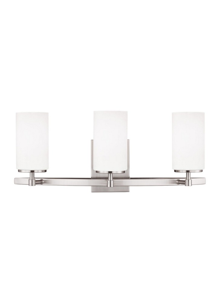 Sea Gull Lighting-4424603-962-Alturas 3-Light Bath Vanity in Transitional Style Brushed Nickel Incandescent Brushed Nickel Finish with Etched/White Glass