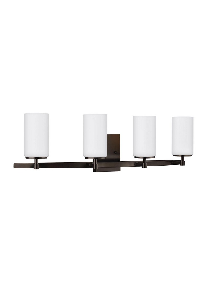 Sea Gull Lighting-4424604-778-Alturas 4-Light Bath Vanity in Transitional Style Brushed Oil Rubbed Bronze Incandescent Brushed Nickel Finish with Etched/White Glass