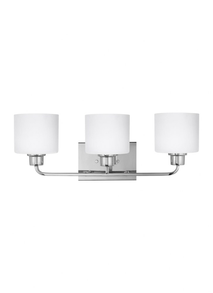 Sea Gull Lighting-4428803EN3-05-Canfield - 3 Light Bath Vanity Chrome LED Brushed Nickel Finish with Etched/White Glass