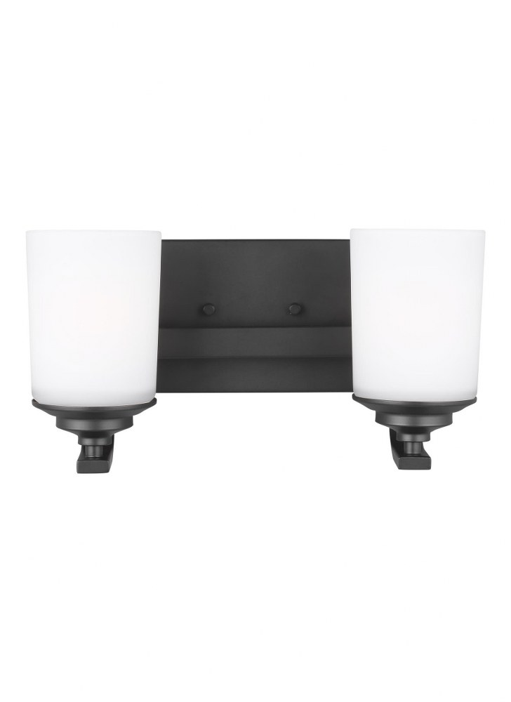 Sea Gull Lighting-4430702-112-Kemal - 2 Light Bath Vanity Midnight Black Incandescent Midnight Black Finish with Etched/White Glass