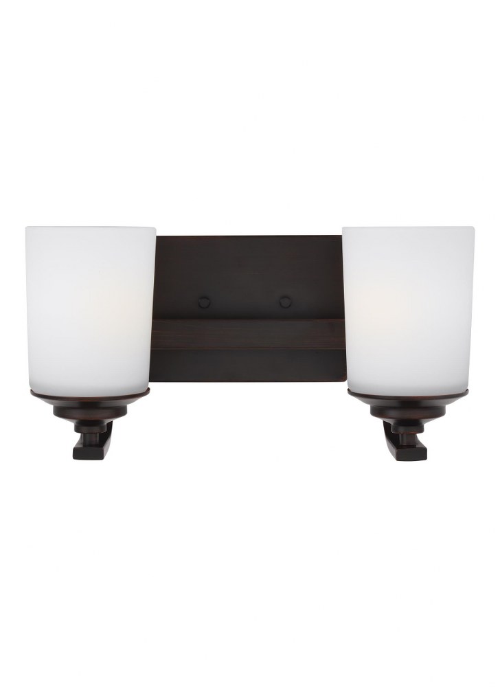 Sea Gull Lighting-4430702-710-Kemal - 2 Light Bath Vanity Bronze Incandescent Midnight Black Finish with Etched/White Glass