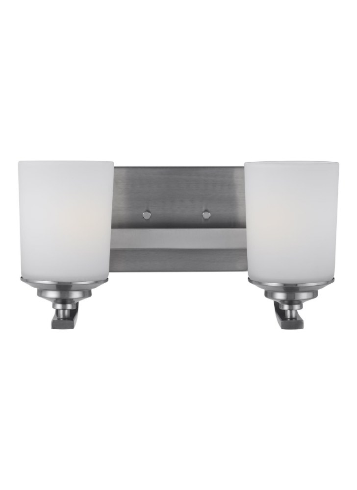 Sea Gull Lighting-4430702EN3-962-Kemal - 2 Light Bath Vanity Brushed Nickel LED Midnight Black Finish with Etched/White Glass