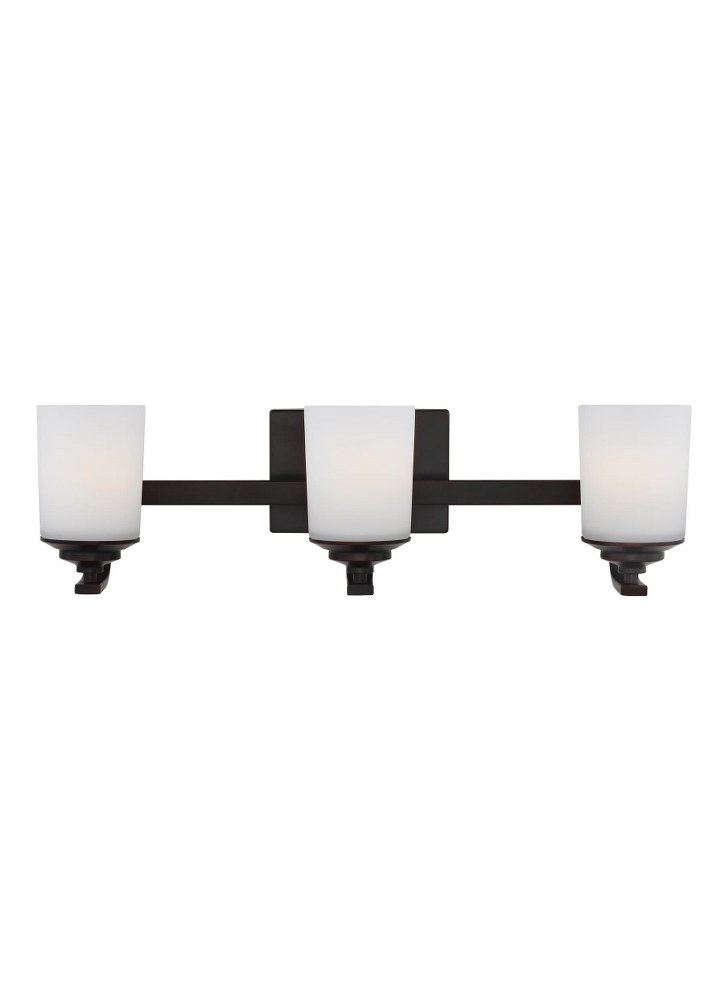 Sea Gull Lighting-4430703-710-Kemal - 3 Light Bath Vanity Bronze Incandescent Midnight Black Finish with Etched/White Glass