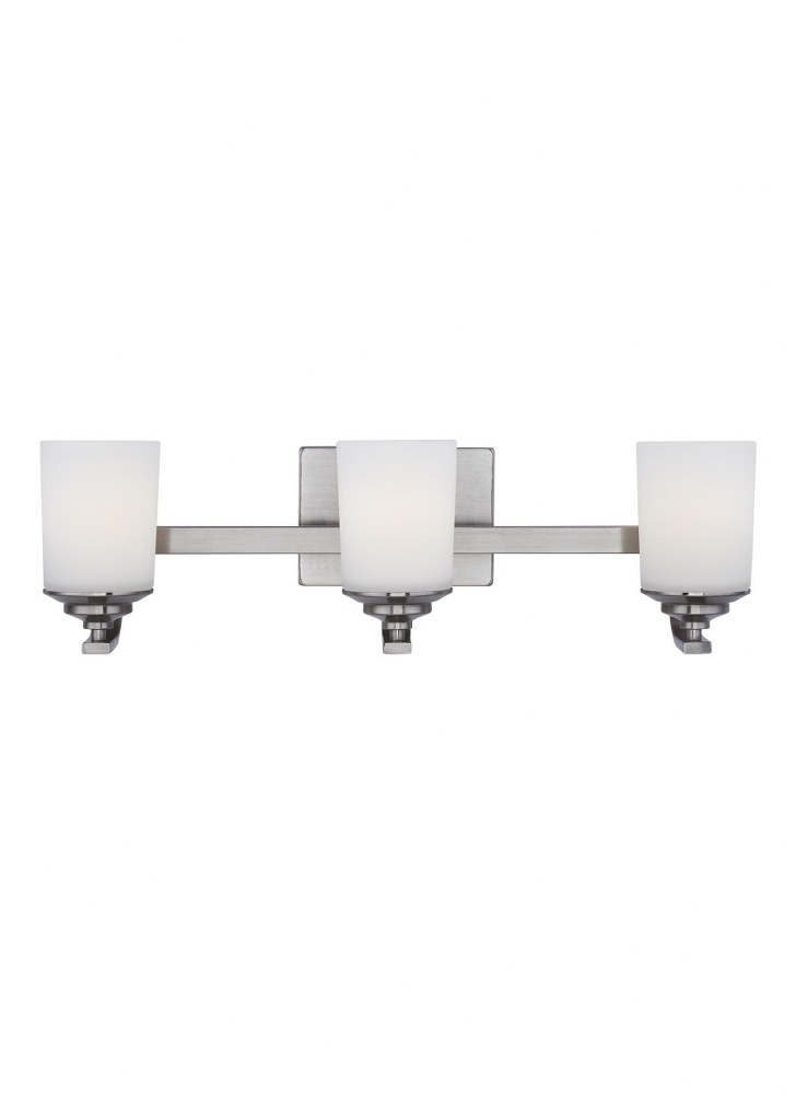 Sea Gull Lighting-4430703-962-Kemal - 3 Light Bath Vanity Brushed Nickel Incandescent Midnight Black Finish with Etched/White Glass