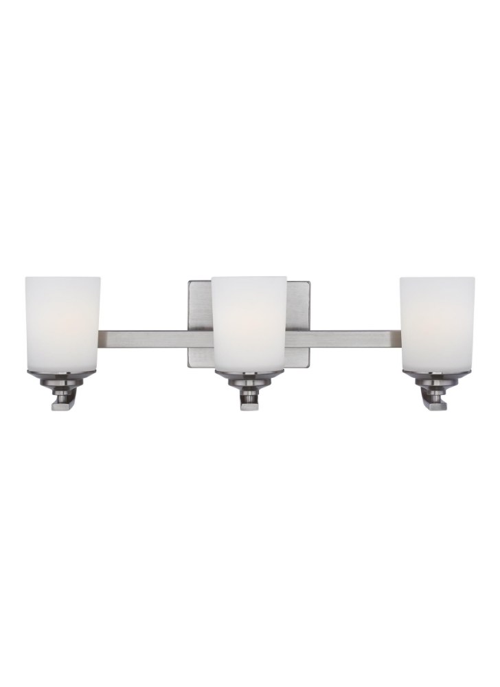 Sea Gull Lighting-4430703EN3-962-Kemal - 3 Light Bath Vanity Brushed Nickel LED Midnight Black Finish with Etched/White Glass