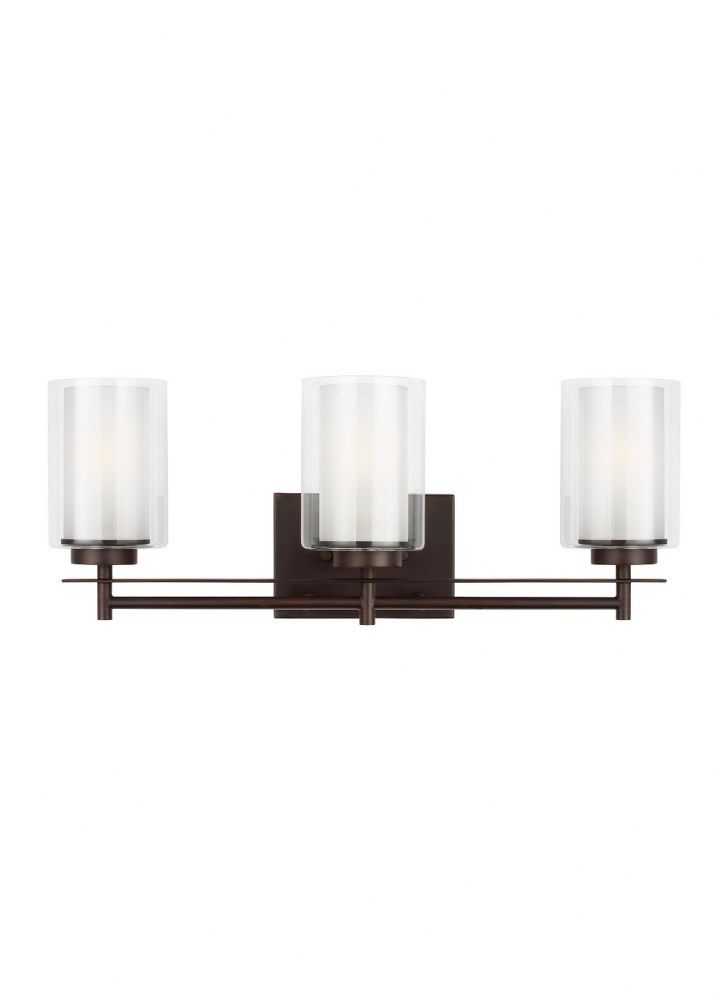 Sea Gull Lighting-4437303EN3-710-Elmwood Park - 3 Light Wall Bath Sconce Bronze LED Brushed Nickel Finish with Clear Glass