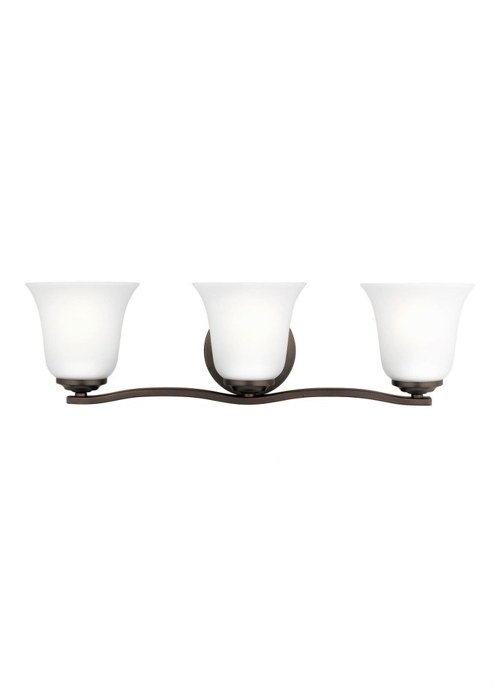 Sea Gull Lighting-4439003-710-Emmons - 3 Light Wall Bath Sconce Incandescent Lamping  Bronze Finish with Satin Etched Glass