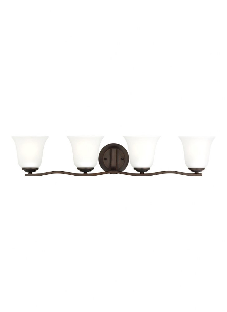 Sea Gull Lighting-4439004-710-Emmons - 4 Light Wall Bath Sconce Incandescent Lamping  Bronze Finish with Satin Etched Glass