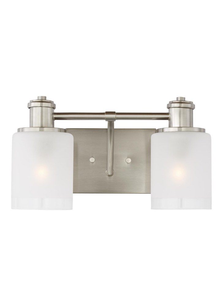 Sea Gull Lighting-4439802EN3-962-Norwood - 2 Light Bath Vanity Brushed Nickel LED Chrome Finish with Clear/Satin Etched Glass