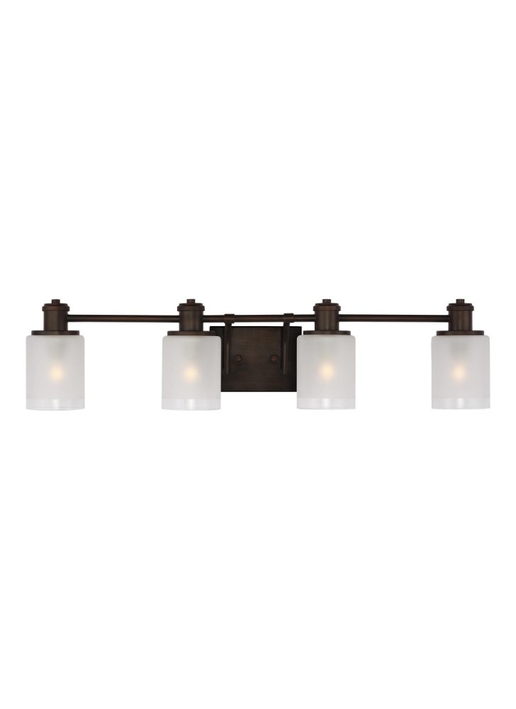 Sea Gull Lighting-4439804EN3-710-Norwood - 4 Light Bath Vanity Bronze LED Chrome Finish with Clear/Satin Etched Glass