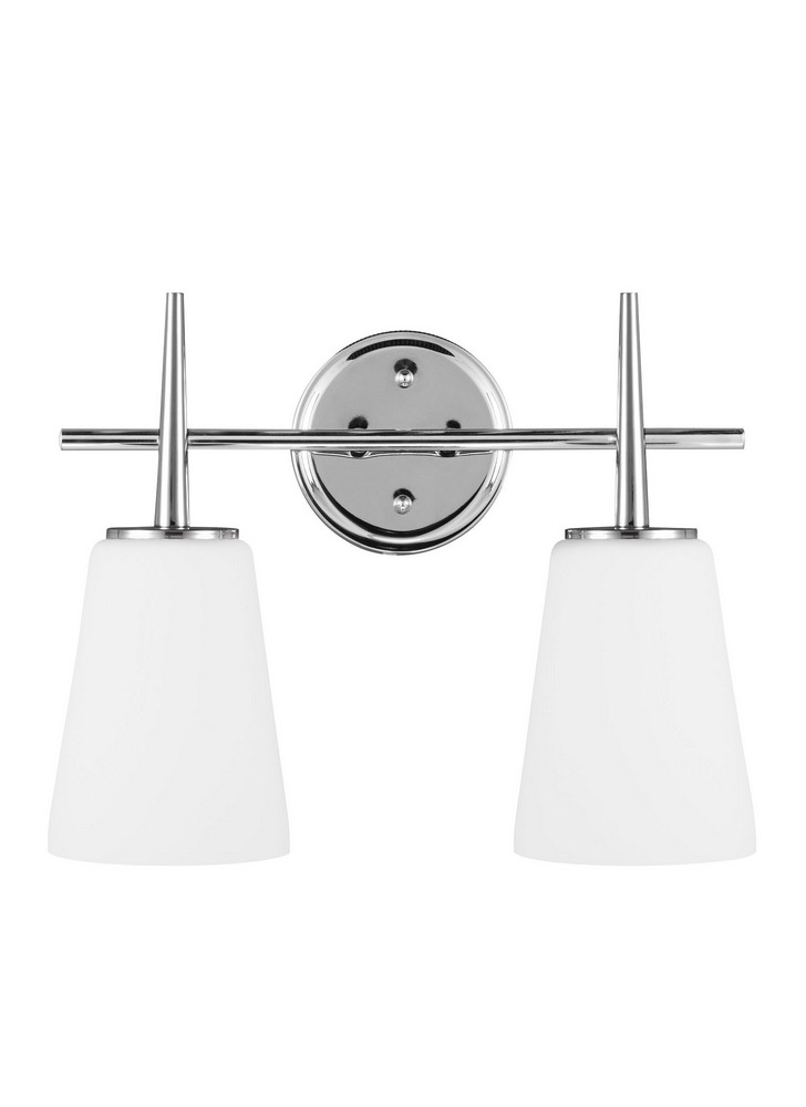 Sea Gull Lighting-4440402-05-Driscoll - Two Light Wall/Bath Bar   Chrome Finish with Etched/White Glass