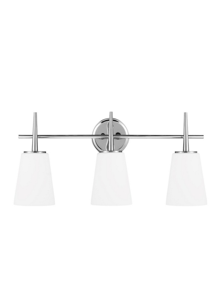 Sea Gull Lighting-4440403-05-Driscoll - Three Light Wall/Bath Bar   Chrome Finish with Etched/White Glass