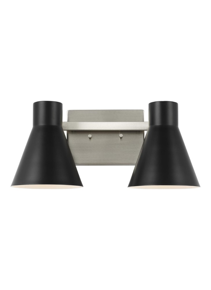 Sea Gull Lighting-4441302EN3-962-Towner - 2 Light Bath Vanity Brushed Nickel LED Black/Satin Bronze Finish with Black-�Steel Shade