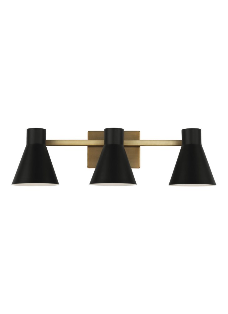 Sea Gull Lighting-4441303EN3-848-Towner - 3 Light Bath Vanity Satin Brass LED Black/Satin Bronze Finish with Black/Steel Shade