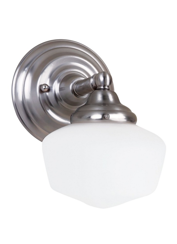 Sea Gull Lighting-44436-962-Academy - One Light Wall/Bath Vanity   Brushed Nickel Finish with Satin White Glass