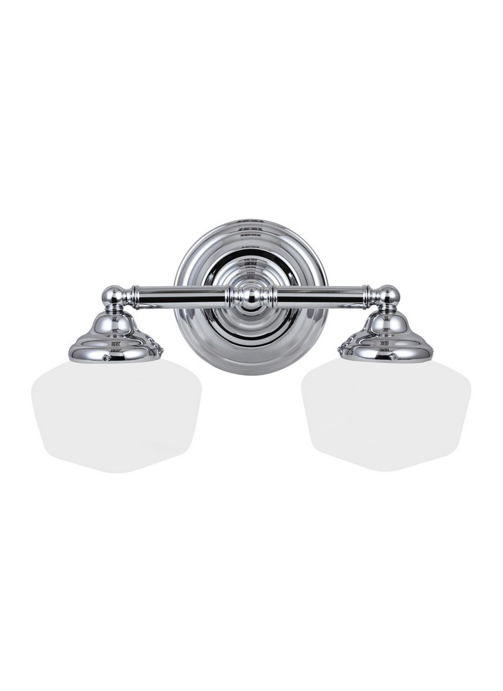 Sea Gull Lighting-44437-05-Academy - Two Light Bath Bar   Chrome Finish with Satin White Glass