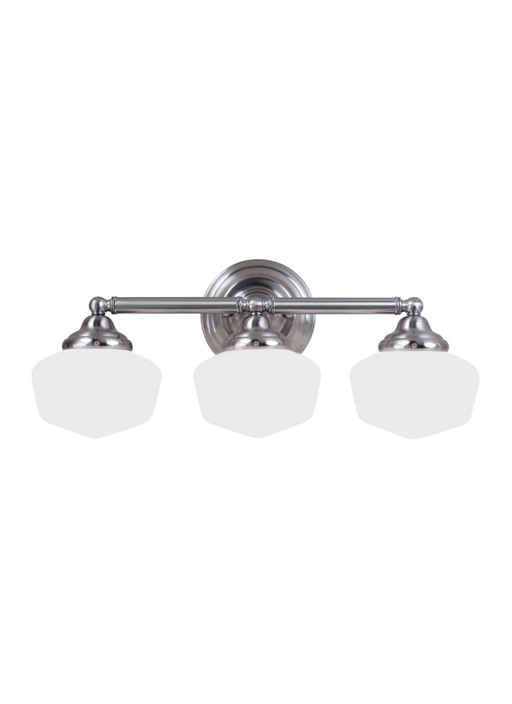 Sea Gull Lighting-44438-962-Academy - Three Light Bath Bar   Brushed Nickel Finish with Satin White Glass