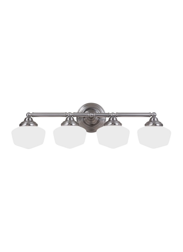 Sea Gull Lighting-44439-962-Academy - Four Light Wall/Bath   Brushed Nickel Finish with Satin White Glass
