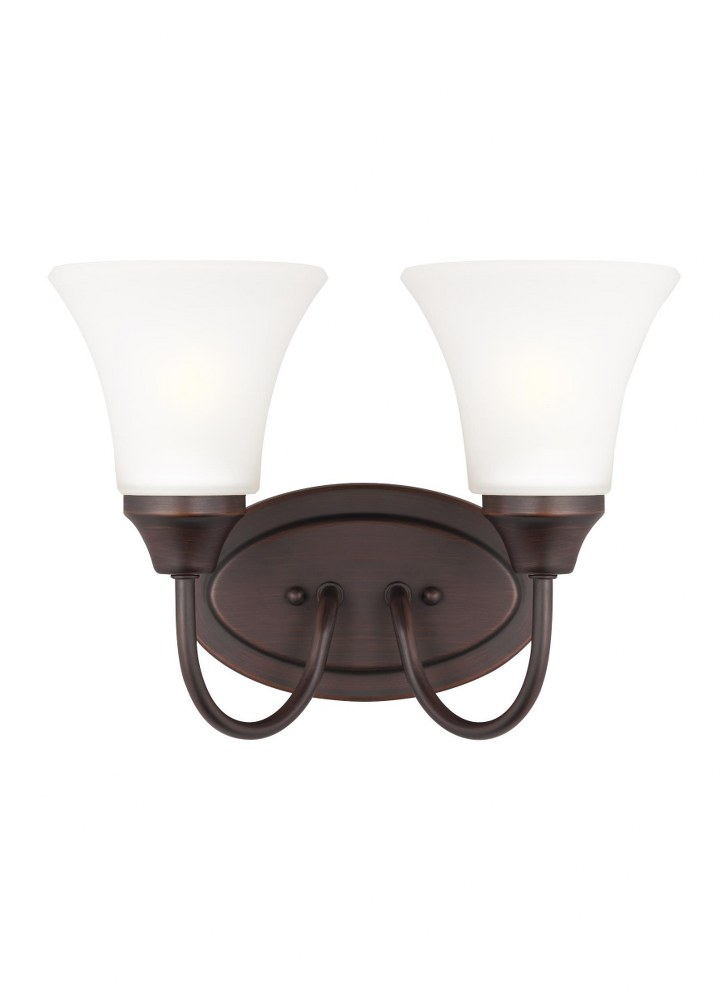 Sea Gull Lighting-44806-710-Holman - 2 Light Wall Bath Sconce Incandescent Lamping  Bronze Finish with Satin Etched Glass