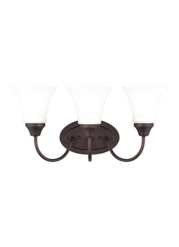 Sea Gull Lighting-44807-710-Holman - 3 Light Wall Bath Sconce Incandescent Lamping  Bronze Finish with Satin Etched Glass