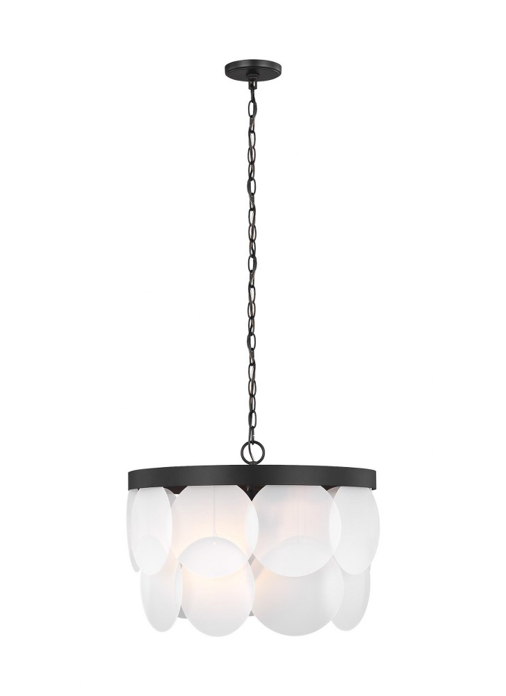 Sea Gull Lighting-5102506-112-Mellita - 6 Light Pendant Midnight Black Incandescent Midnight Black Finish with Satin Etched Glass