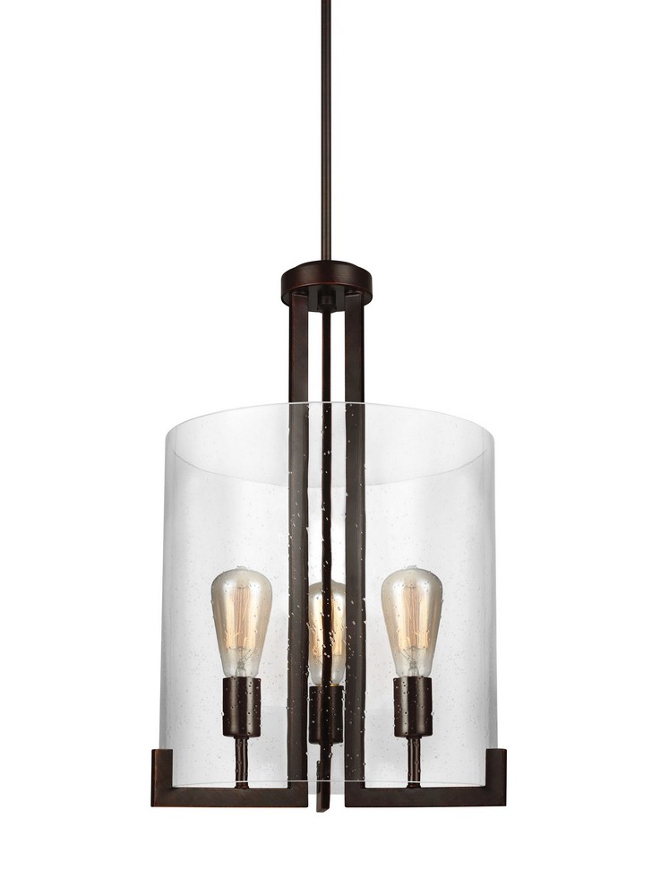 Sea Gull Lighting-5126003-710-Dawes - Three Light Foyer Bronze Incandescent Brushed Nickel Finish with Clear Seeded Glass