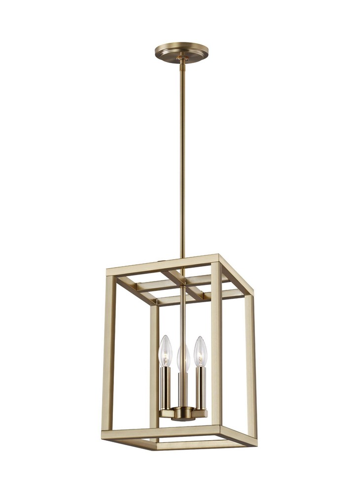 Sea Gull Lighting-5134503-848-Moffet Street - 3 Light Small Hall Foyer Satin Brass Incandescent Satin Brass Finish