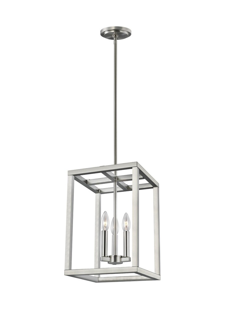 Sea Gull Lighting-5134503-962-Moffet Street - 3 Light Small Hall Foyer Brushed Nickel Incandescent Satin Brass Finish