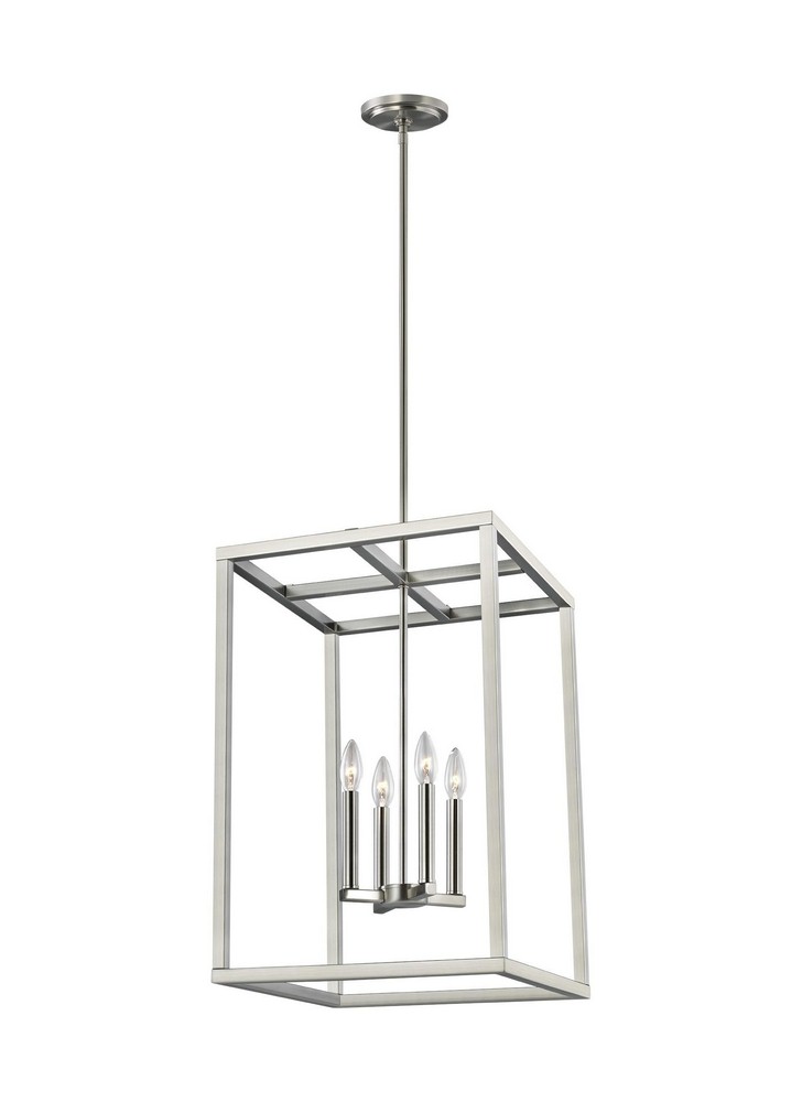 Sea Gull Lighting-5134504-962-Moffet Street - 4 Light Medium Hall Foyer Brushed Nickel Incandescent Satin Brass Finish