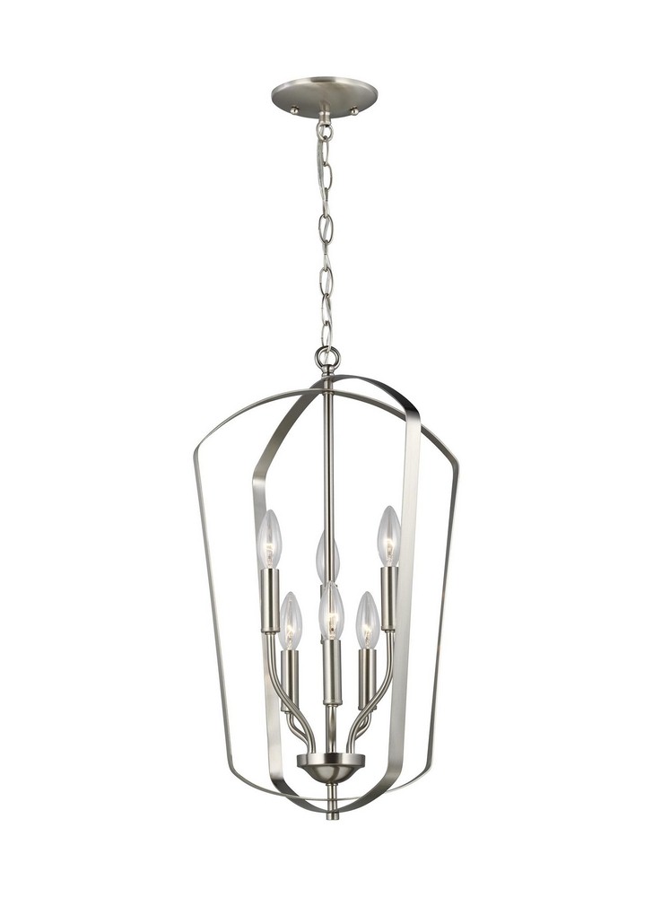 Sea Gull Lighting-5134906-962-Romee - 6 Light Medium Hall Foyer Brushed Nickel Incandescent Chrome Finish