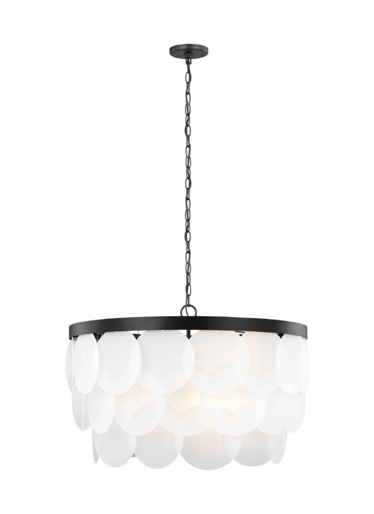 Sea Gull Lighting-5202508-112-Mellita - 8 Light Pendant Midnight Black Incandescent Midnight Black Finish with Satin Etched Glass