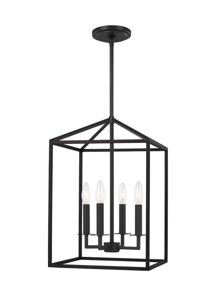 Sea Gull Lighting-5215004-112-Perryton - 4 Light Small Hall Foyer in Transitional Style - 12.25 inches wide by 18.5 inches high Incandescent Lamping  Midnight Black Finish