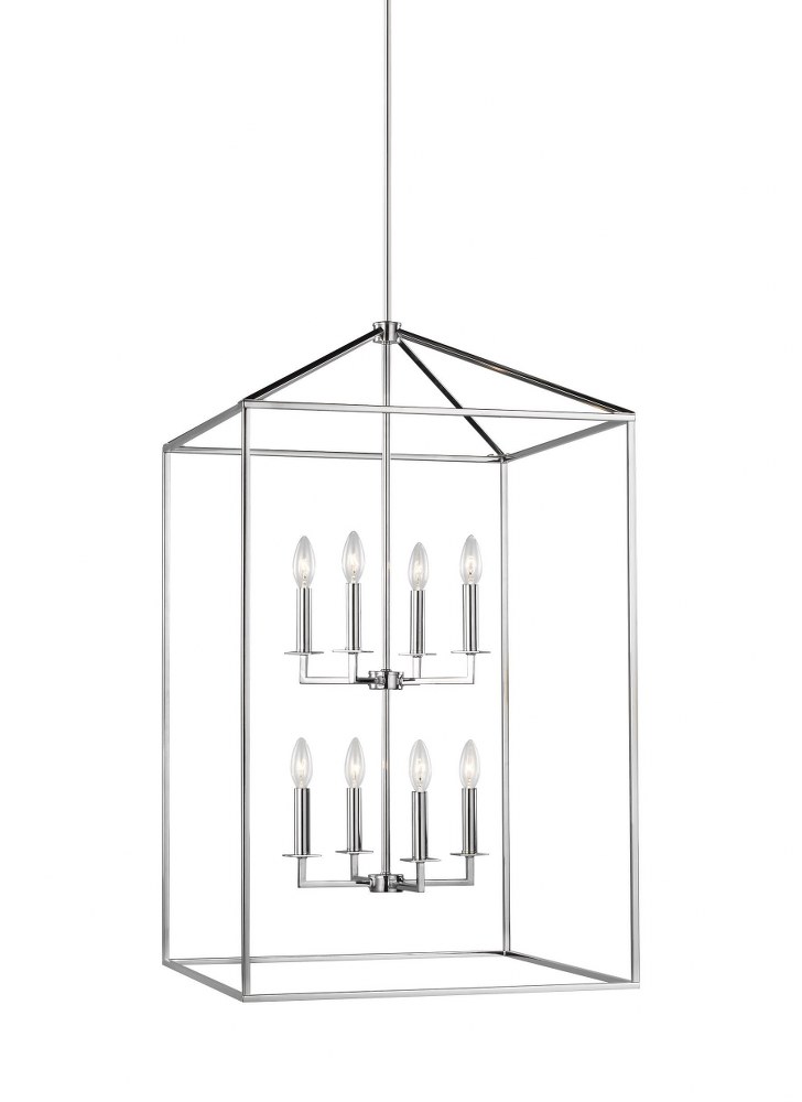 Sea Gull Lighting-5315008-05-Perryton - 8 Light Extra Large Hall Foyer in Transitional Style - 22 inches wide by 38 inches high Chrome Incandescent Satin Brass Finish