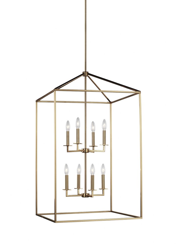 Sea Gull Lighting-5315008-848-Perryton - 8 Light Extra Large Hall Foyer in Transitional Style - 22 inches wide by 38 inches high Satin Brass Incandescent Satin Brass Finish