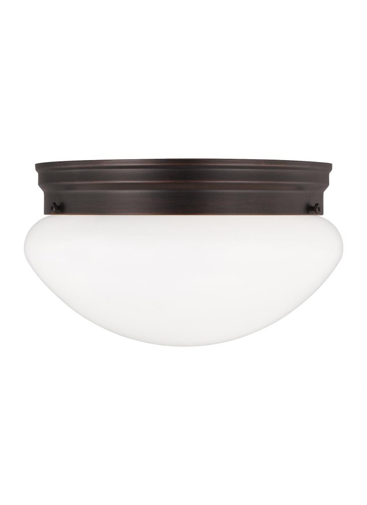 Sea Gull Lighting-5328EN3-710-One Light Close To The Ceiling in Traditional Style - 10 inches wide by 5.25 inches high Bronze LED Bronze Finish with Smooth White Glass