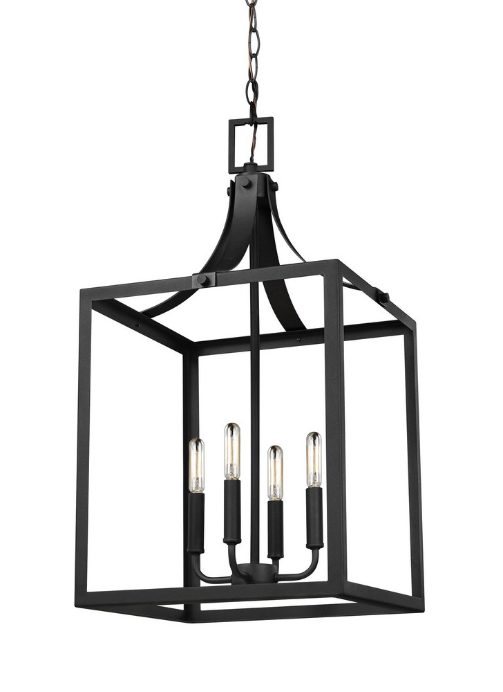 Sea Gull Lighting-5340604-12-Labette - 4 Light Large Hall Foyer in Traditional Style - 14 inches wide by 27.25 inches high Black Incandescent Black Finish