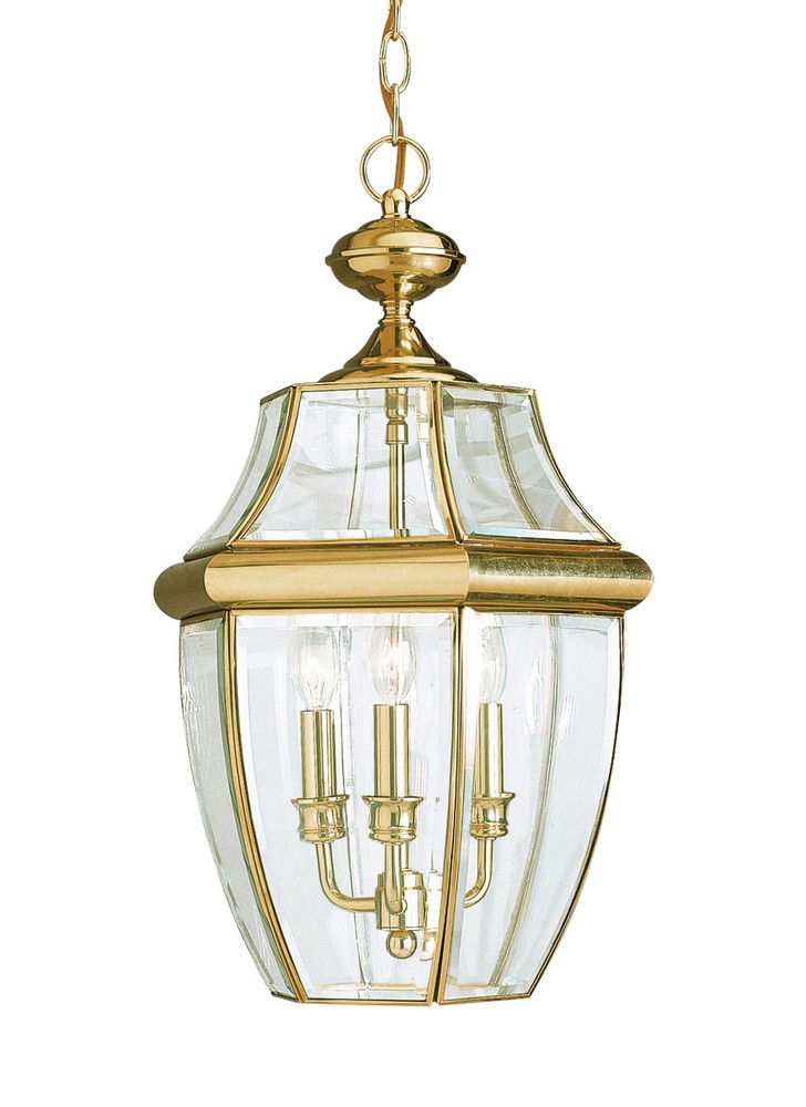 Sea Gull Lighting-6039EN-02-Three Light Outdoor in Traditional Style - 12 inches wide by 20.75 inches high Polished Brass LED Polished Brass