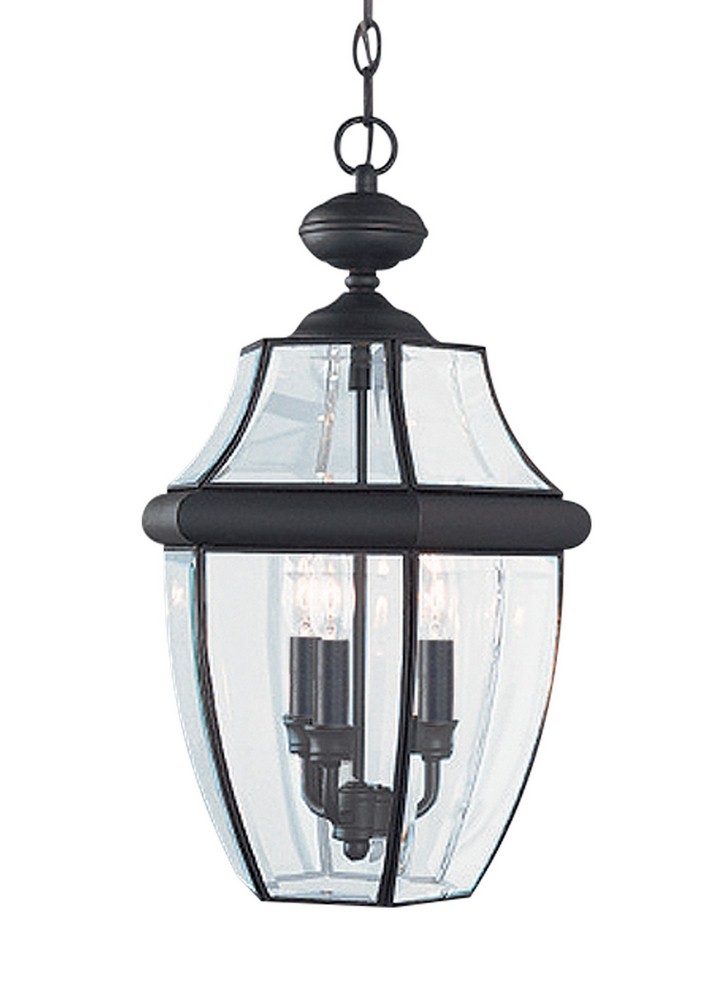 Sea Gull Lighting-6039EN-12-Three Light Outdoor in Traditional Style - 12 inches wide by 20.75 inches high Black LED Polished Brass