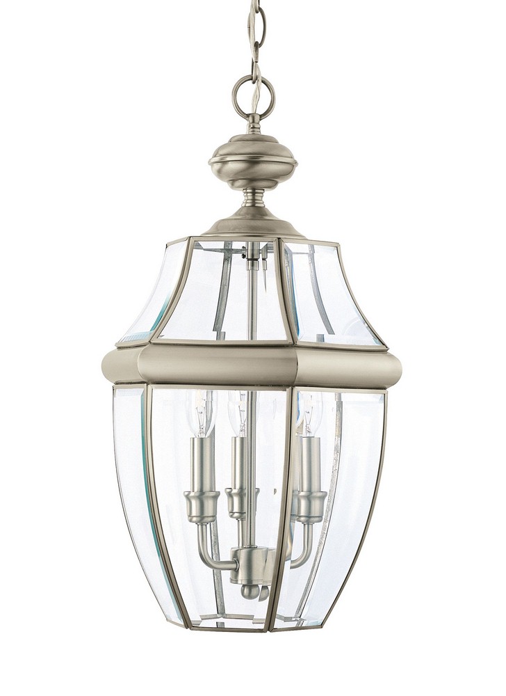 Sea Gull Lighting-6039EN-965-Three Light Outdoor in Traditional Style - 12 inches wide by 20.75 inches high Antique Brushed Nickel LED Polished Brass