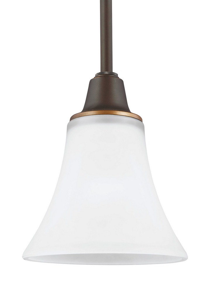 Sea Gull Lighting-6113201-715-Metcalf - One Light Mini-Pendant in Transitional Style - 6.25 inches wide by 7 inches high Autumn Bronze Incandescent Brushed Nickel Finish with Satin Etched Glass